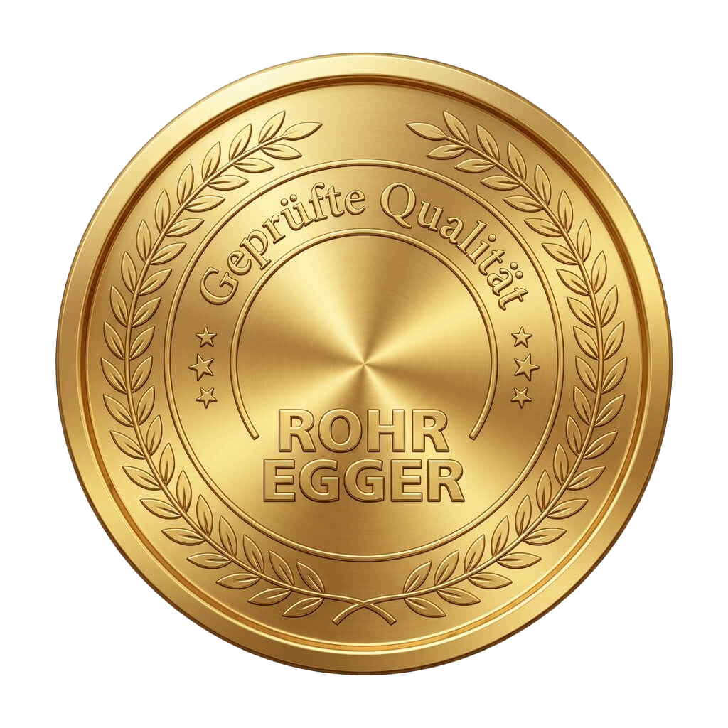 Goldenes Qualitätssiegel von Rohr Egger mit Geprüfte Qualität